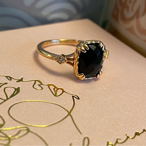 925 Sterling Silver Vintage Gem Square Stone Ring, Black Agate - Picture 10 of 11